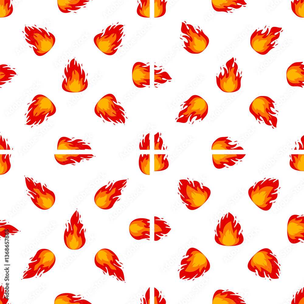 Seamless pattern with burning fire flames creating Denmark flag on white background Seamless pattern with burning fire flames creating Denmark flag on white background