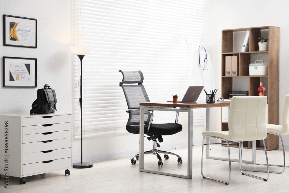 Doctor's workplace in medical office. Healthcare service