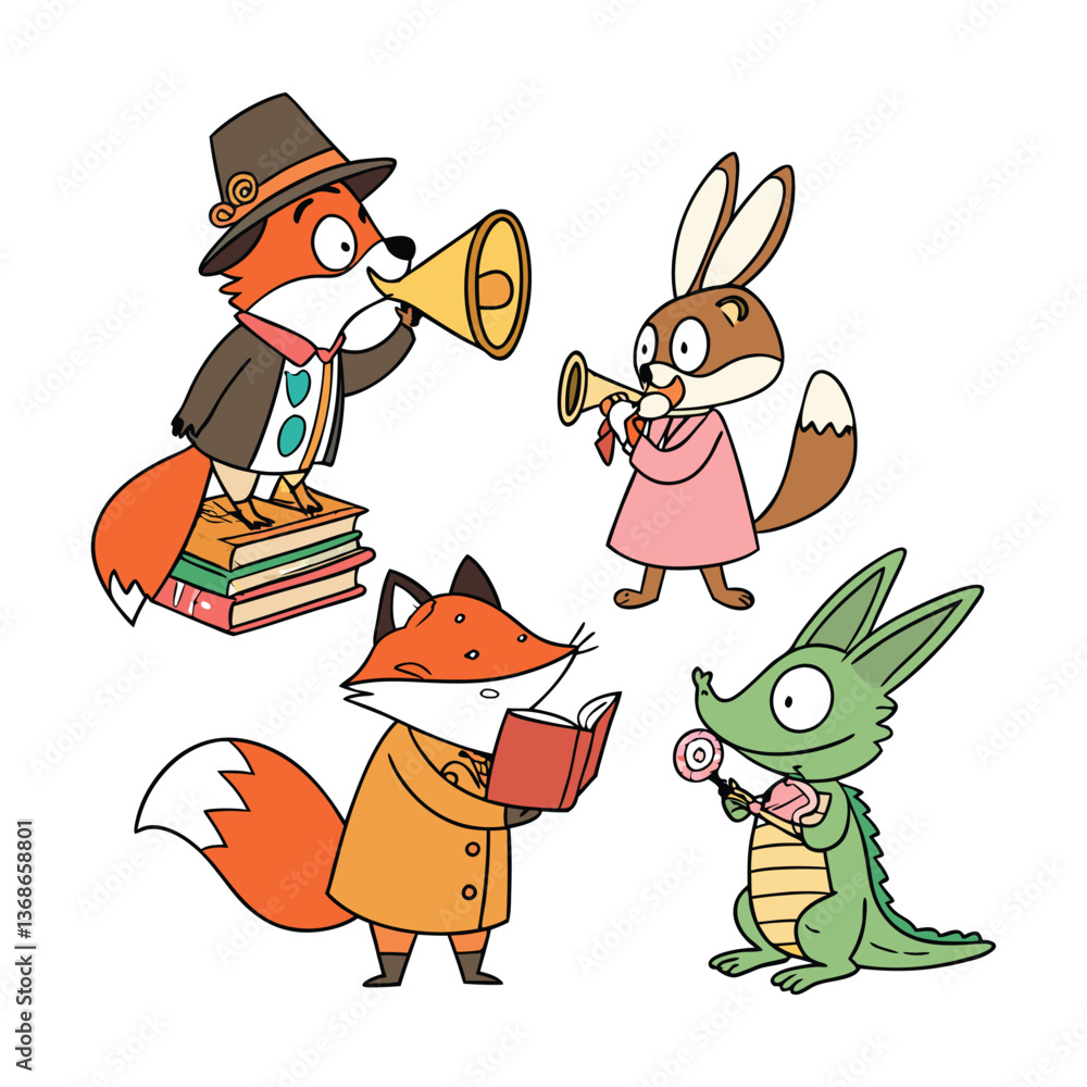 Obraz premium set of funny animals ,isolated on white background .