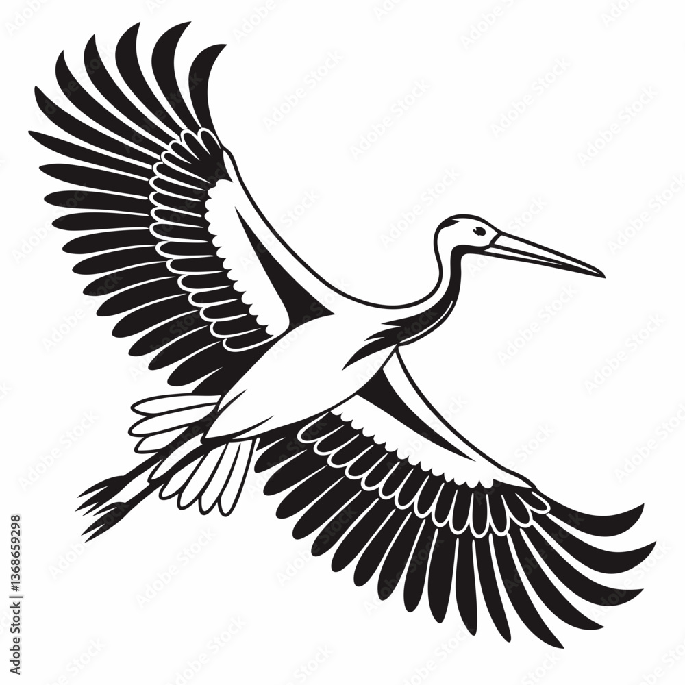 Fototapeta premium stork black silhouette icon vector