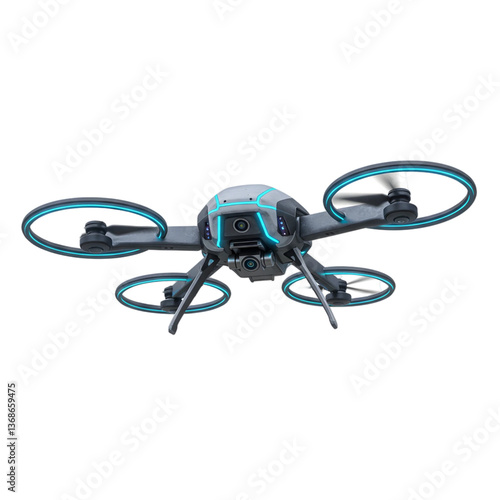 Futuristic Advanced Drone with High-Tech Design, PNG format