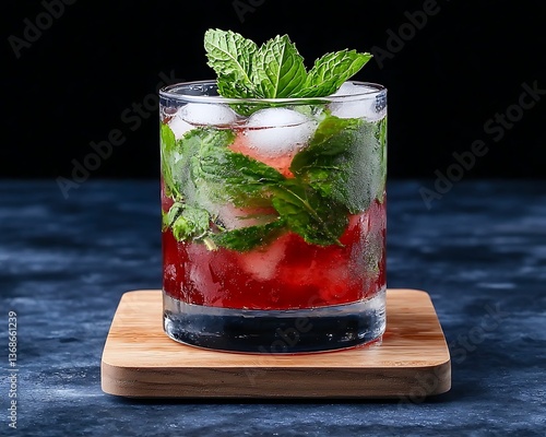 Refreshing Cranberry Mint Cocktail.