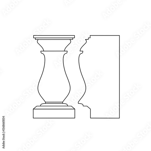 vector image of profile mold design on building column