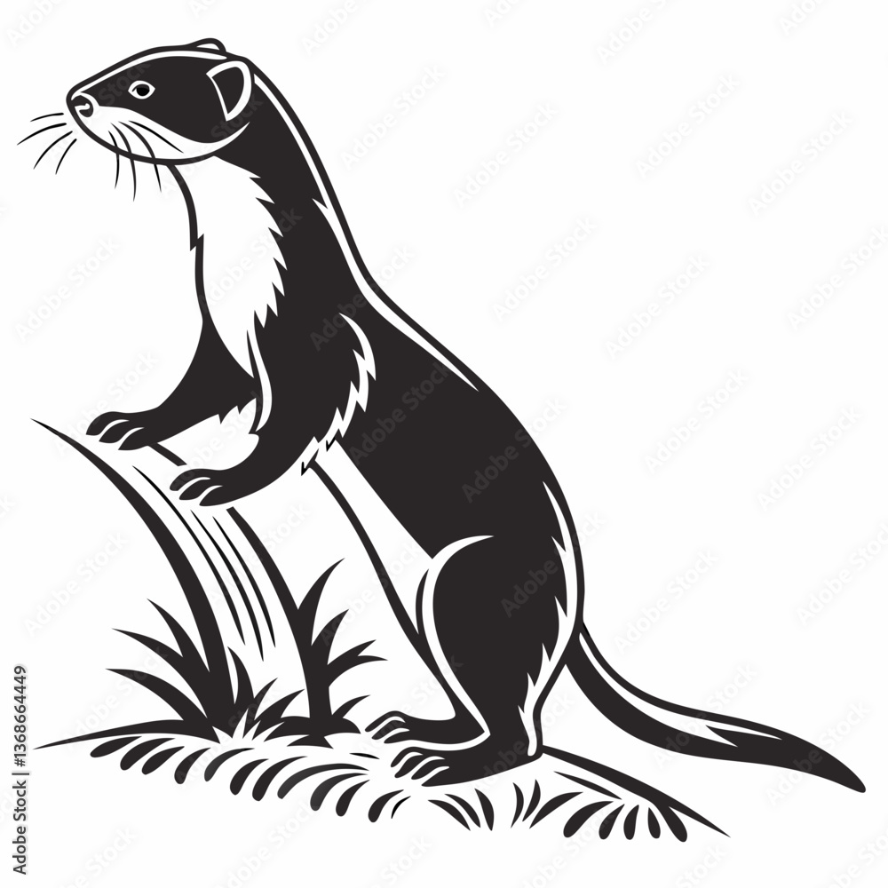 Obraz premium stoat black silhouette icon vector
