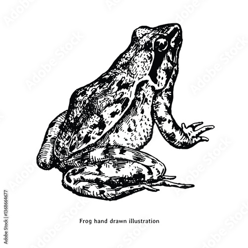 Frog illustration. Frog hand drawn illustration in vintage style