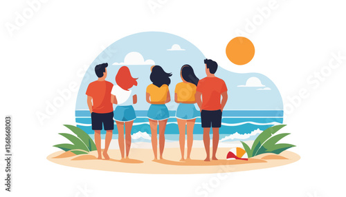 Minimalist Friends Beach Logo Watching the Ocean
