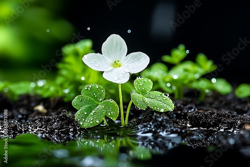 White Flower in Wet Soil
