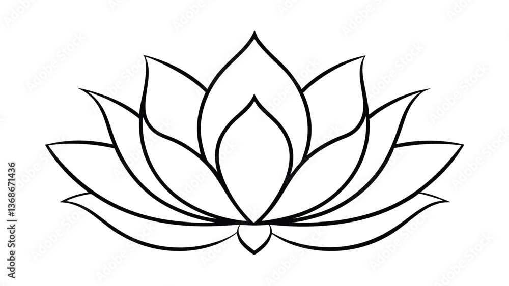 Lotus Flower Icon and Vector Design with Leaves and Butterfly