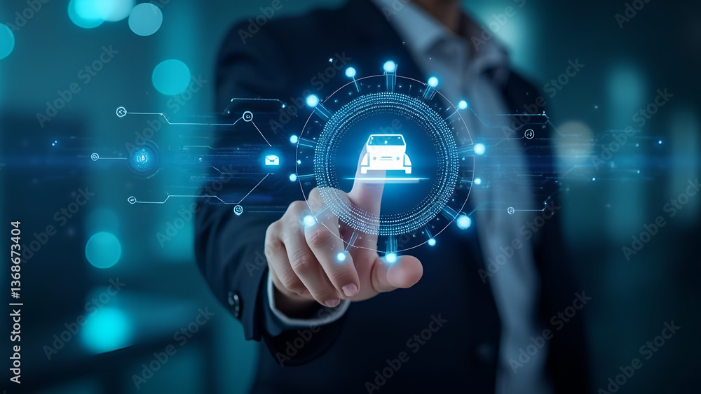 businessman touching virtual screen businessman touching virtual screen