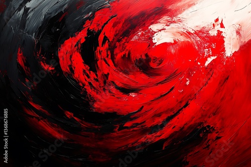 Red and black brushstrokes create an abstract interpretation of a tango, full of passion and intensity