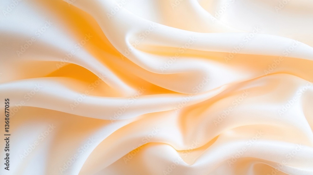 Fototapeta premium Smooth, flowing, pale peach silk fabric drapes in soft, elegant folds