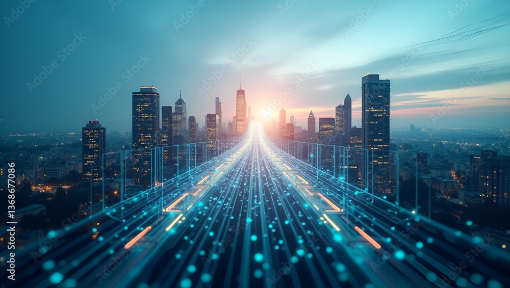 Top View of a Cityscape with Data Flow Lines: Visualizing Urban Information Networks and Smart City Data Management - Ample Space for Text in Photo Stock Concept Top View of a Cityscape with Data Flow Lines: Visualizing Urban Information Networks and Smart City Data Management - Ample Space for Text in Photo Stock Concept