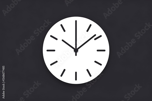Wallpaper Mural A simple white clock against a dark background, marking the passage of time, a minimalist design emphasizing the quiet moments and the steady march of hours. Torontodigital.ca