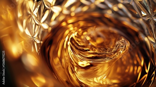 Close-up of golden whisky swirling in a crystal glass  