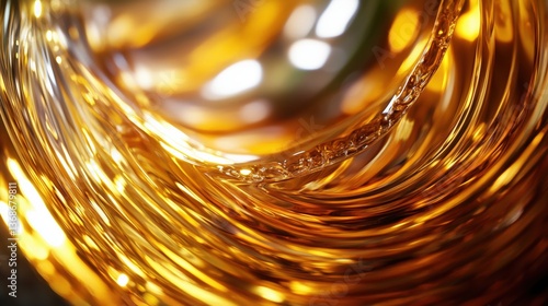 Extreme Close-Up of Golden Whisky Swirling in a Glass  