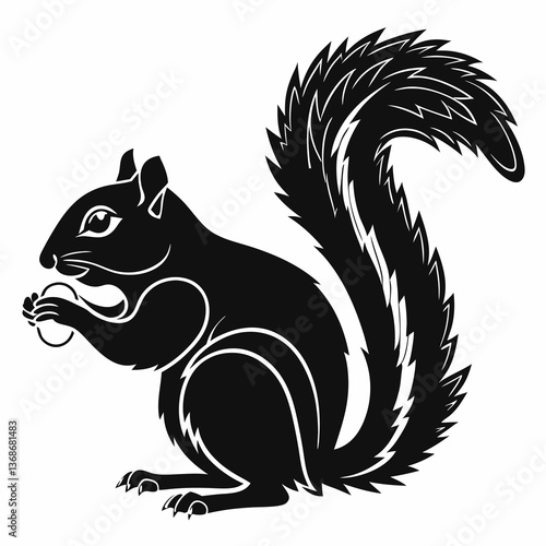 Wallpaper Mural squirrel black silhouette icon vector Torontodigital.ca
