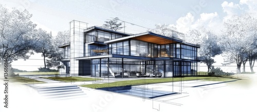 Blueprint concepts showcasing modern architectural styles.