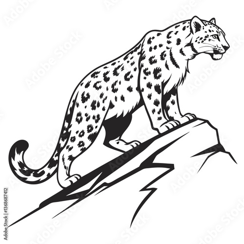 Snow Leopard black silhouette icon vector
