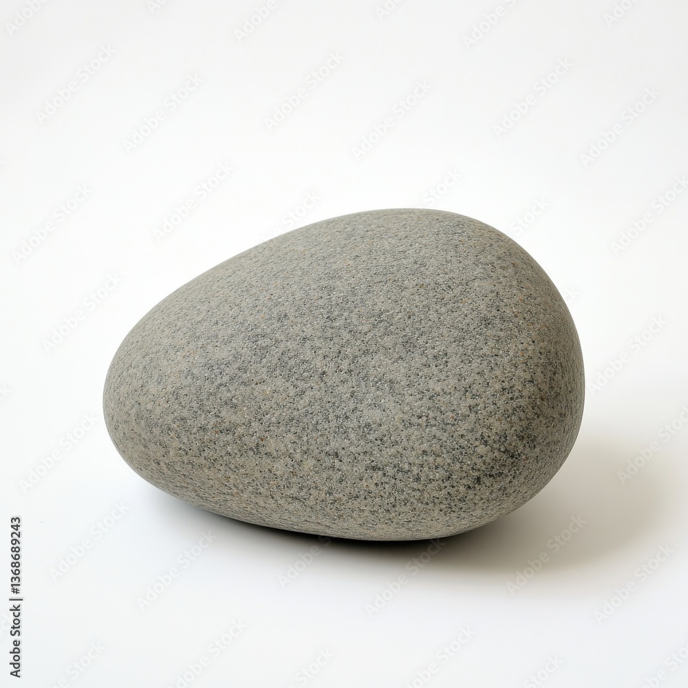 Single Smooth Gray Stone on White Backdrop Symbolizing Grounding and Stability in Still Life Shot Single Smooth Gray Stone on White Backdrop Symbolizing Grounding and Stability in Still Life Shot