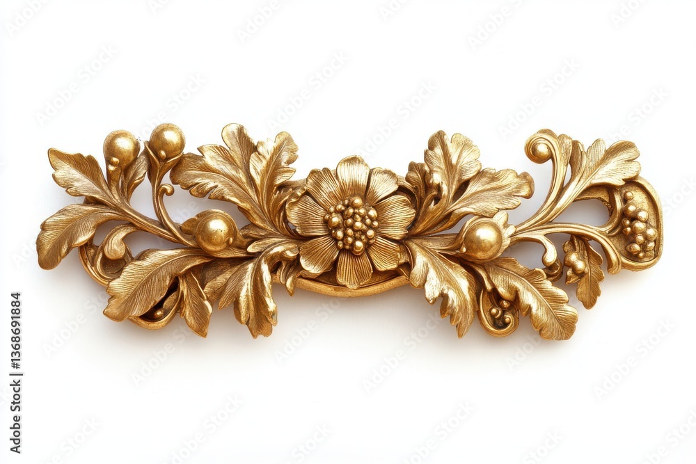 Fototapeta premium Vintage golden rectangle frame adds classic charm to any photo, set against a white background