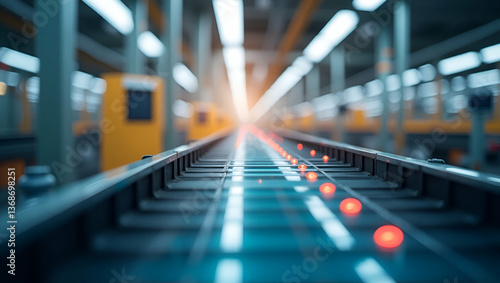 Wallpaper Mural Photo Realistic Double Exposure: Conveyor System & Stock Report Symbolizing Inventory Flow Torontodigital.ca