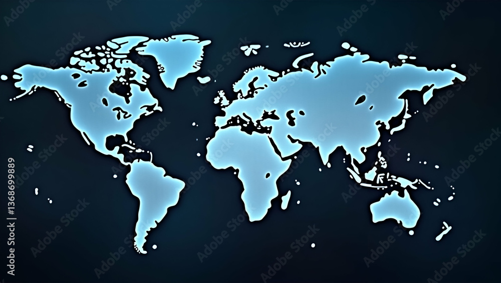 Naklejka premium Flat Double Exposure Global World Map for Business Financial Trading Background