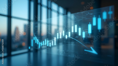 Wallpaper Mural Abstract Virtual Financial Graph Hologram on Blurry Office Background for Forex Investment Concept Torontodigital.ca