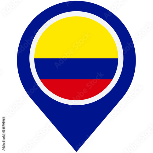 Free Download Discover the vibrant spirit of Colombia, a land of passion and pride, depicted in a bold, circular map marker design featuring the nation's iconic flag colors. - GFXLoad