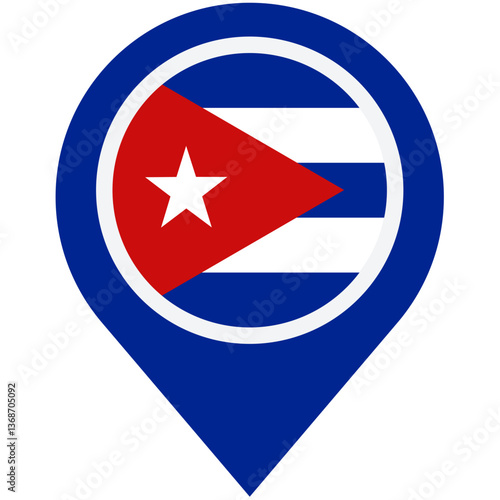 Free Download Discover the vibrant spirit of Cuba, a captivating island nation rich in culture and history, represented by its iconic flag displayed in a bold, map-pin design. - GFXLoad