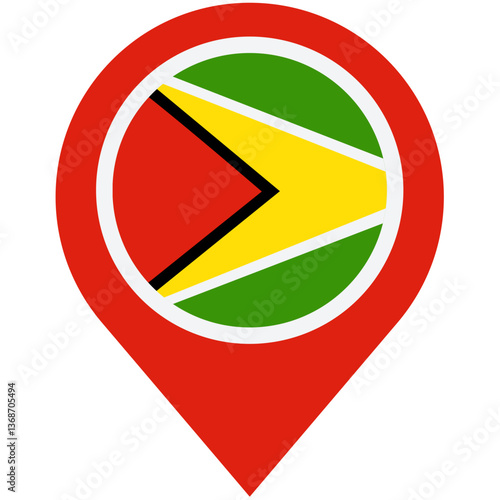 Discovering Guyana: A vibrant map marker showcasing the country's flag in bold red, green, and gold. Free Download Discovering Guyana: A vibrant map marker showcasing the country's flag in bold red, green, and gold. - GFXLoad