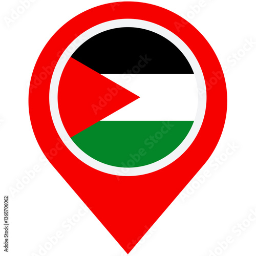Free Download A red map marker proudly displays the Palestinian flag, symbolizing hope and resilience in a simple yet powerful design. - GFXLoad