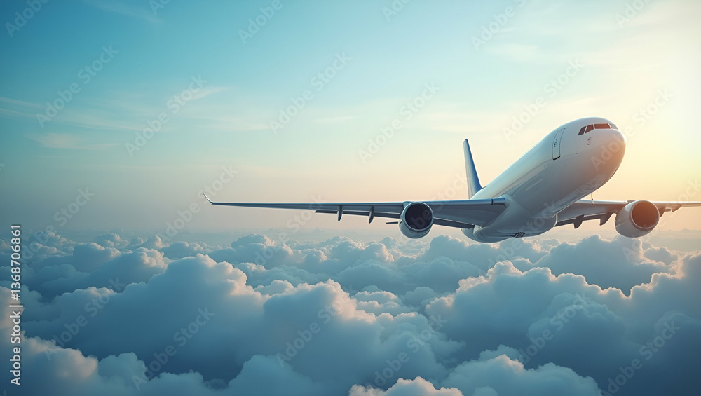 Fototapeta premium Photo Realistic Double Exposure of Cargo Plane and Financial Analysis Report: Symbolizing Transport Finance with Copy Space for Economic Insights