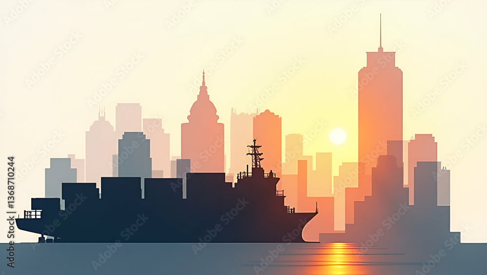 Naklejka premium 3D Flat Icon: Cargo Container & Revenue Projection for Financial Growth