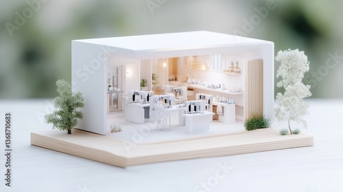 Miniature modern retail store with interior details