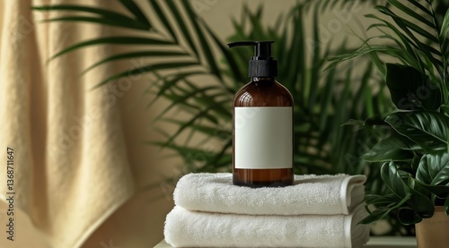 Aesthetic Home Spa Setup Featuring Natural Elements and Essential Care Products