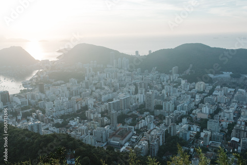 Marvelous City, Rio de Janeiro. Morning in Rio de Janeiro with a view of Sugarloaf Mountain, the beach and buildings.