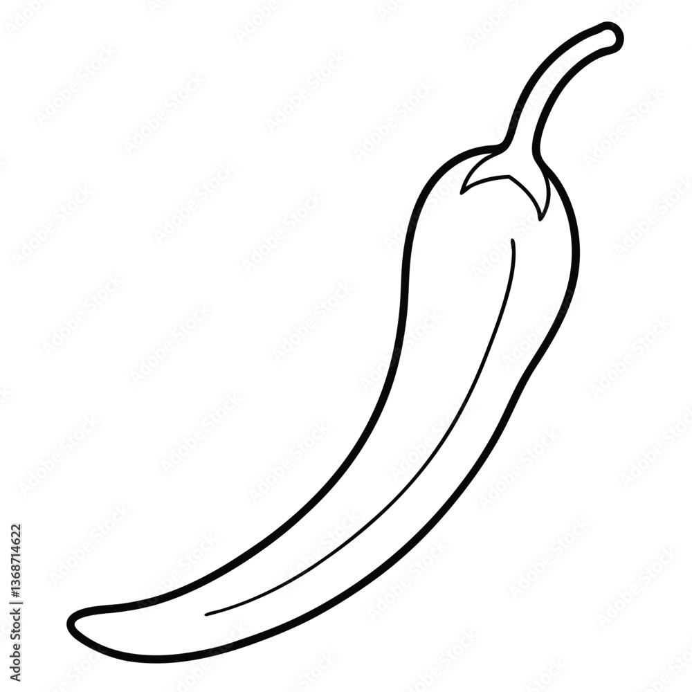 Chili Pepper Line Art Vector Chili Pepper Line Art Vector
