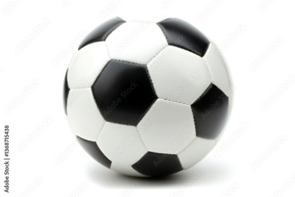 A classic black and white soccer ball on a white background A classic black and white soccer ball on a white background