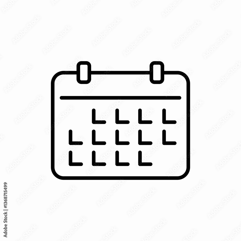 Monthly Calendar Scheduling Icon Vector Sign Monthly Calendar Scheduling Icon Vector Sign
