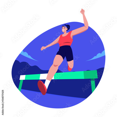 A flat style illustration showing overcoming challenges