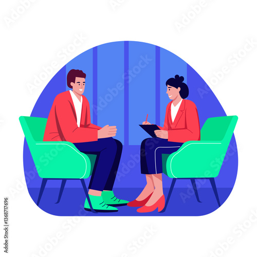 A flat style illustration showing career counselling