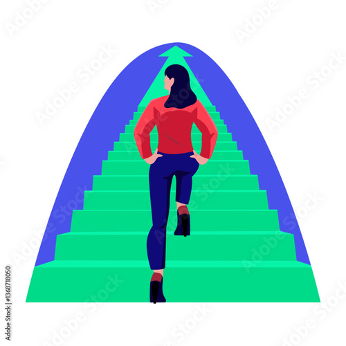 A flat style illustration showing self growth