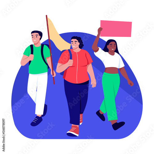A flat style illustration showing demonstration