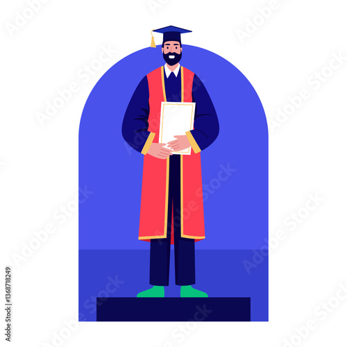 A flat style illustration of graduate scholar