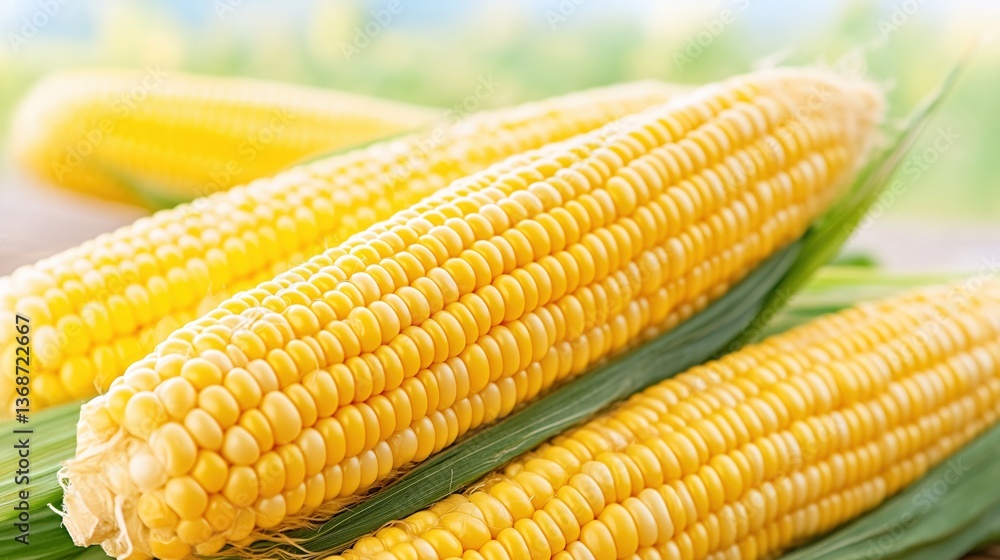 Fresh Corn on the Cob Against Nature's Background Fresh Corn on the Cob Against Nature's Background