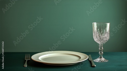 Elegant Dining Setup With Utensils and Empty Plate on a Pastel Green Table