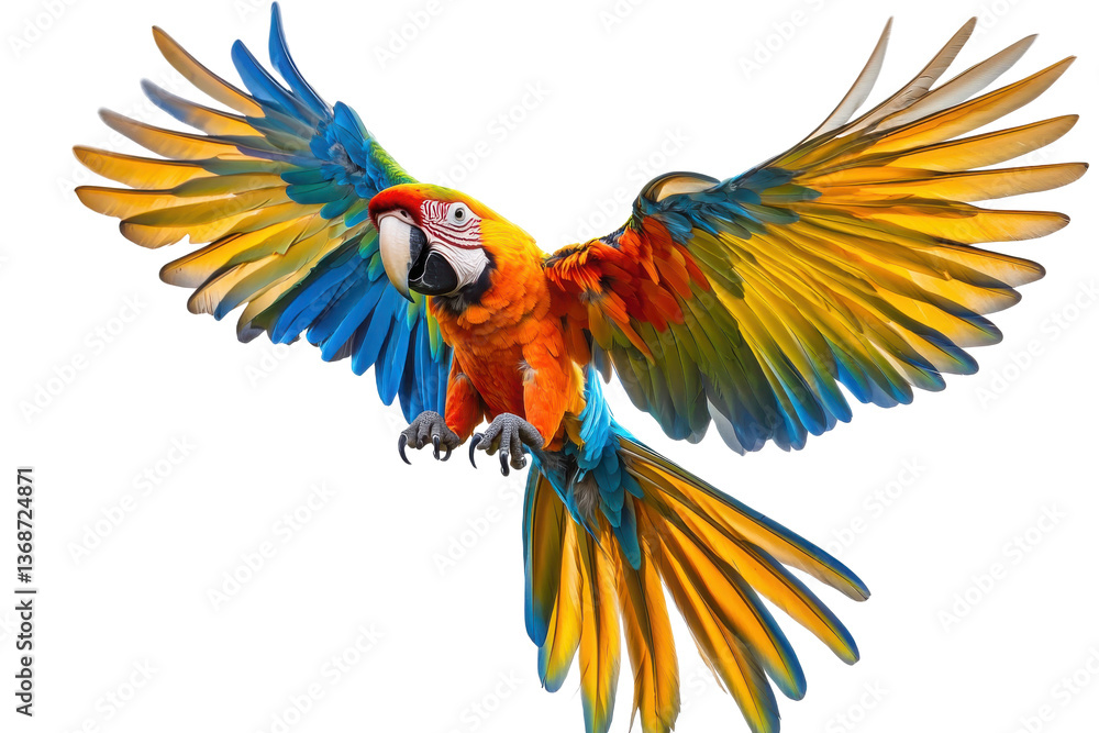 Obraz premium Colorful Flying Parrot Represents Freedom And Tropical Beauty