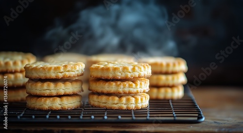 Freshly Baked Squares Cooling on a Rack With Steam Rising in a Cozy Kitchen S...