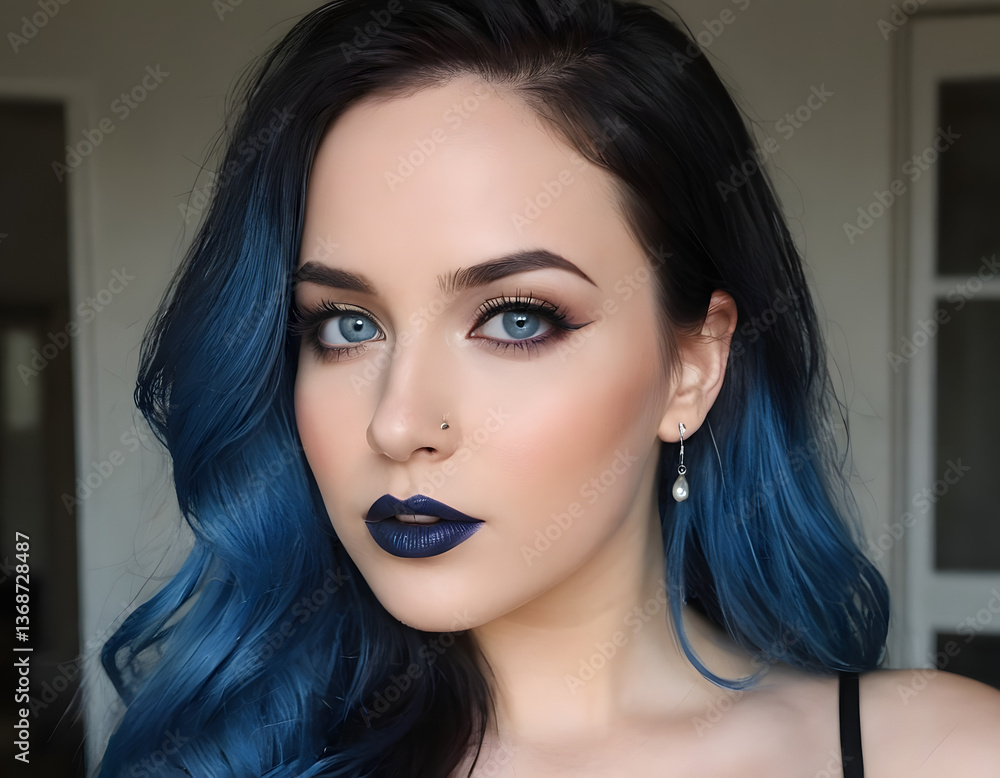 Fototapeta premium gothic blue haired woman