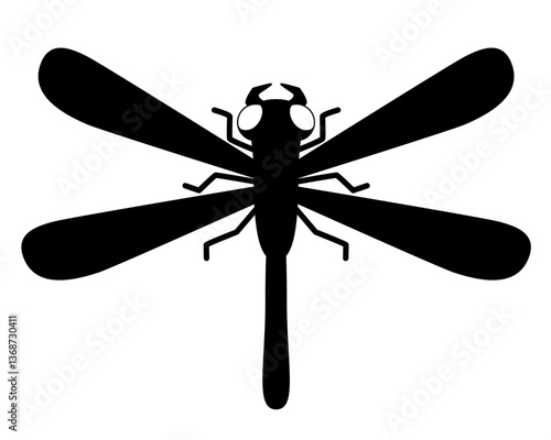 Dragonfly predatory insect - vector silhouette picture for logo or pictogram. Dragonfly, animal for sign or icon, animal for identity	